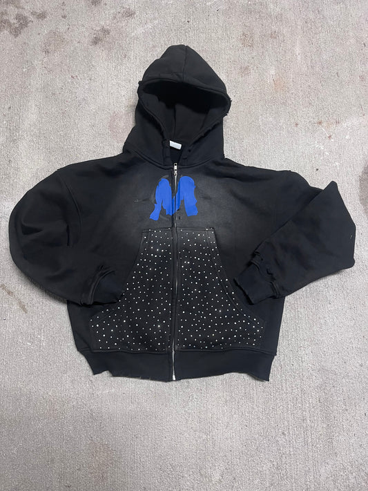 BLACK ''PLEASE ME'' ZIP UP